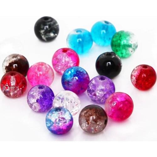 4mm 6mm 8mm 10mm Two-Tone Color Glass Crackle Beads Round Loose Spacer Beads For Jewelry Making DIY Bracelet & Necklace