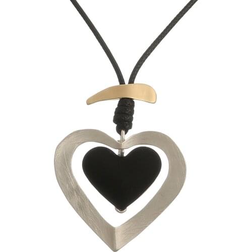 Vintage Long Statement Necklace Antique Trendy Heart Shaped Sweater Chain Women Fashion Jewelry Gift 2021