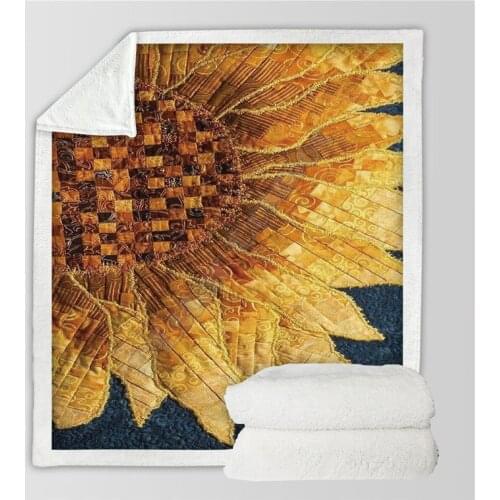 Sunflower 3d printed fleece blanket Beds Hiking Picnic Thick Fashionable Bedspread Sherpa Throw Blanket 03