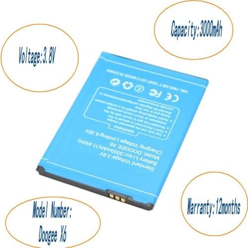 ISkyamS 10pcs/lot 3000mAh High Quality Li-ion Replacement Battery for Doogee X6 X6 Pro Batterie Batterij Bateria