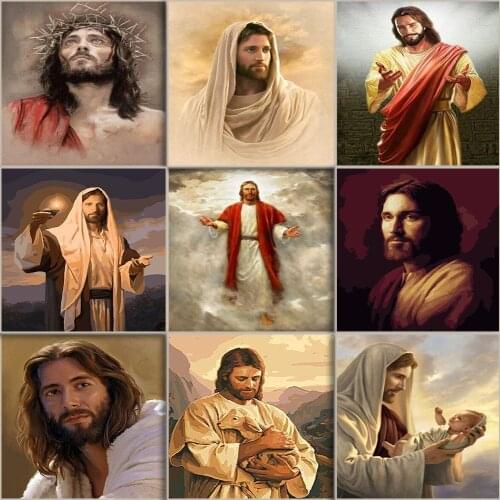 Painting By Numbers Jesus Drawing On Canvas Hand Painted Paintings Portrait Art Pictures By Number Kits For Home Decor