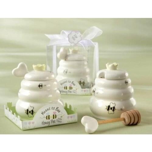 Free shipping Meant to Bee Ceramic Honey Pot 10pcs/Lot wedding bridal shower favor gifts cooking tools