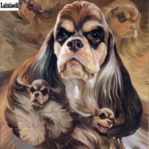 Dog Patterns DIY 5D Square Diamond Mosaic British cocker spaniel Handmade Diamond Painting Cross Stitch Kits Diamond Embroidery