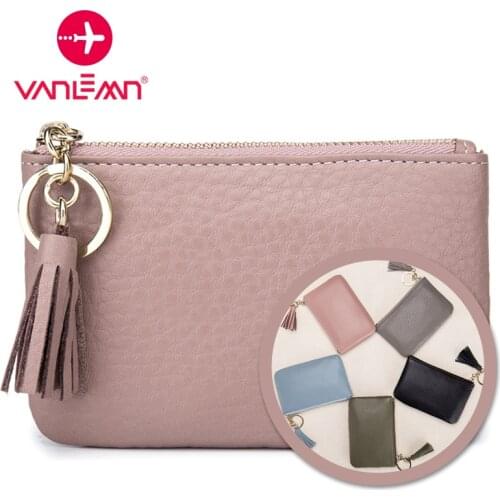 Mini Wallet Women Tassel Coin Purse Female Genuine Leather Card Holder Keychain Wallets For Women Fashion Zipper Clutch Purses