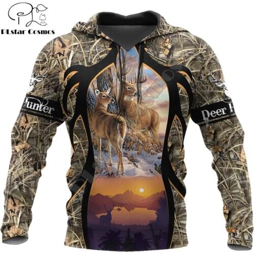Beautiful Deer Hunting 3D Printed Fashion Mens Autumn Hoodie Sweatshirt Unisex Streetwear Casual Zip Jacket Pullover KJ550