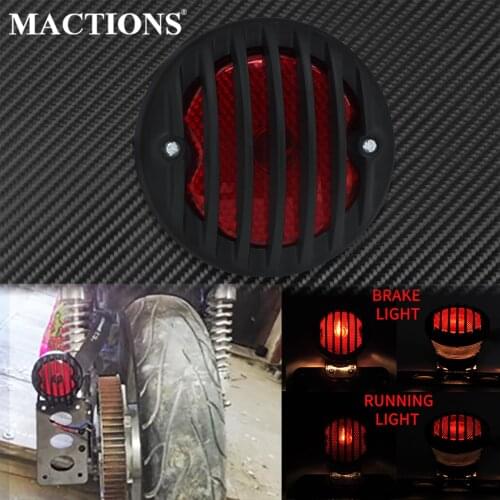 Motorcycle Side Mount Red LED Brake Tail Light Retro Grill Running Lamp Taillight For Harley Dyna Chopper Cafe Racer For Suzuki