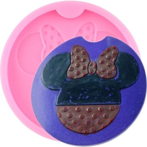 Cartoon Bows Mouse Coaster Silicone Epoxy Resin Molds Keychains Round Geode Coaster Agate Mould Chocolate Candy Fondant Moulds