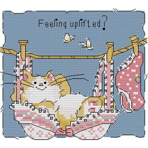 Cross stitch Handmade 14CT Counted Canvas DIY,Cross-stitch kits,Embroidery -Cats in love with underwear 21-21