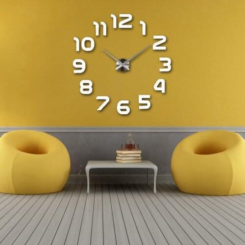 New Clock Watch Wall Clocks Horloge 3D DIY Acrylic Mirror Stickers Home Decoration Living Room Quartz Needle