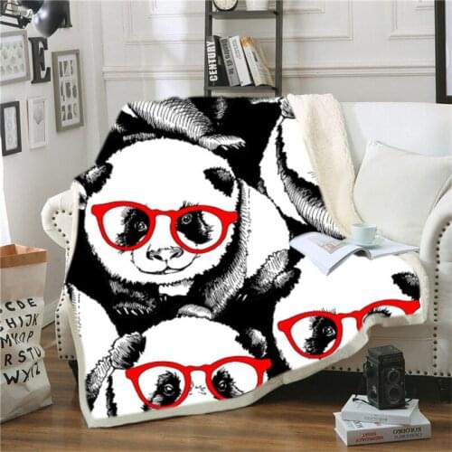3D Panda Print Sherpa Fleece Blanket Throw Blanket on Bed Sofa Kids Bedding Furry Blanket Bedspreads Thin Quilt 150x200cm