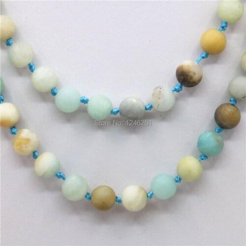 8mm Natural Stone Amazonite Stone Necklace Chain Girls Christmas Gifts Hand Made Fashion Jewelry Making Beads Necklace 36inch