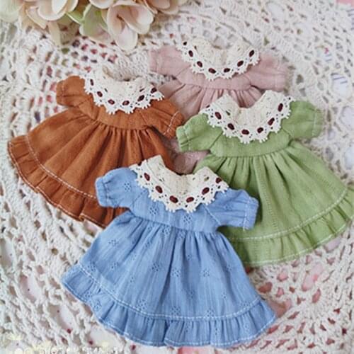 Ob11 Lace Collar Dress Obitsu11 Clothes (Fit BJD12, Cu-Poche, P9, Molly,Middle Blyth, 1/12Dolls)