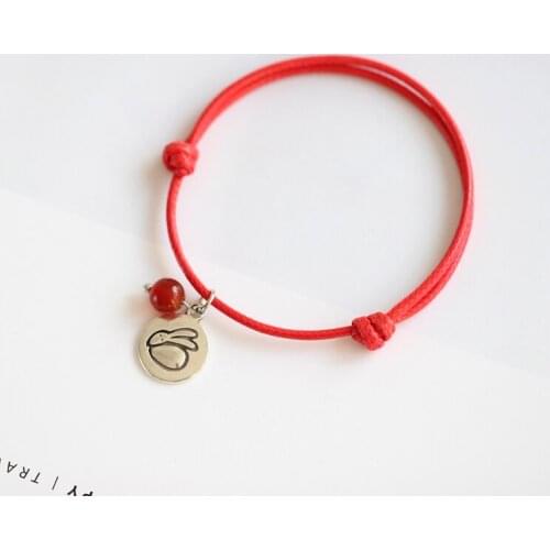 Simple hand-woven red rope natal alloy zodiac bracelet student niche hand rope 0a1#2597