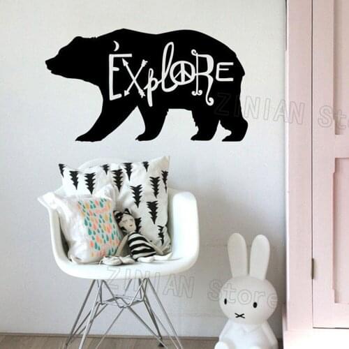 Explorer Decal Bear Baby Room Large Vinyl Wall Stickers Kids Room Nursery Decoration Removable Adventure Tribal Decor Mural Z392