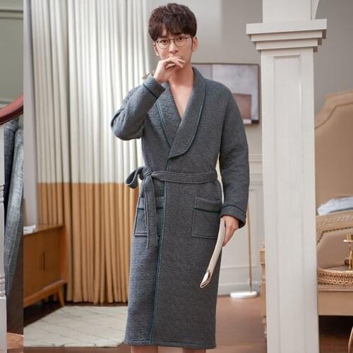 Plus size robe mens quilted bathrobe winter robe male home clothes sleepwear cotton peignoir mans lingerie spas robe badjas