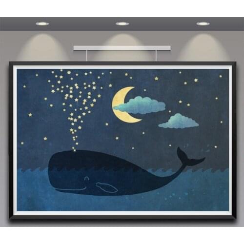 The Whale Star Maker Canvas Painting Art Print Poster Picture Wall Modern Minimalist Bedroom Living Room Decoration