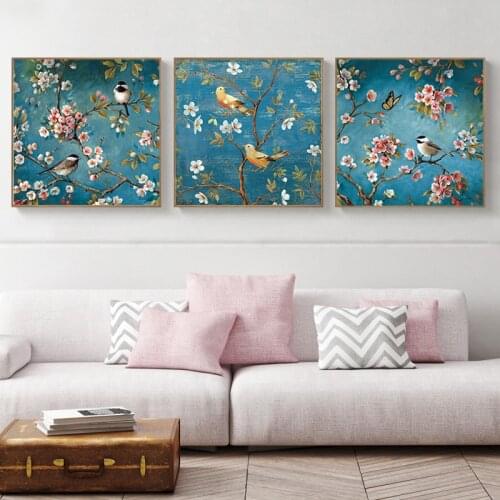 Needlework, DIY DMC diamond painting bird plum blossom pattern cross stitch, full diamond embroidery embroidery kit, Chinese mos