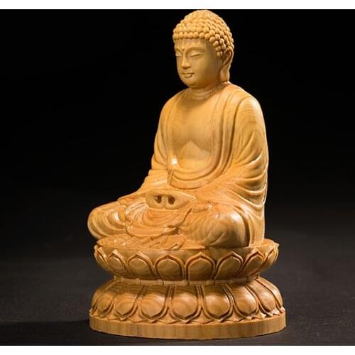 Boxwood 10cm 13cm Shakyamuni Sculpture Wood Buddha Statue Buddhism Feng Shui Home Decor