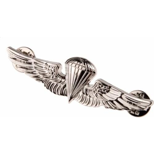US U.S. NAVY PARACHUTE PARACHUTIST LANDINGS WINGS BADGE SILVER