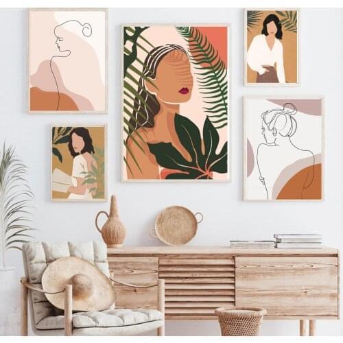 Tropical Botanical Leopard Tiger Feminine Boho Chic Posters And Prints Wall Art Canvas Painting Pictures For Living Room Decor