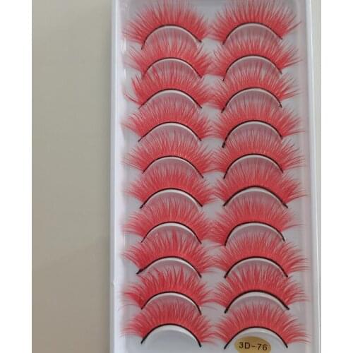 10 pairs 3D Faux Mink Hair False Eyelashes Red Dramatic Volume Fake Lashes Makeup Eyelash Extension Silk Eyelashes