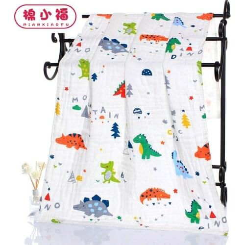 70*140cm six-layer gauze seersucker pure cotton bath towel washed cotton cartoon print baby bath soft absorbent bath towel