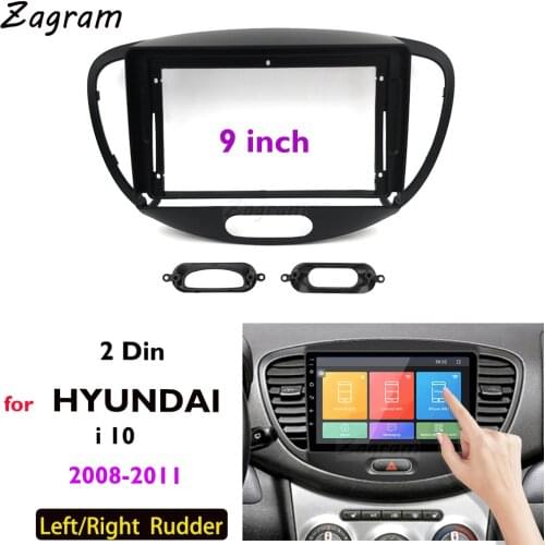 9 Inch 2 Din Car Video Fascia Panel for HYUNDAI I10 2008 2009 2010 2011 DVD Audio Frame Dashboard Mount Kit