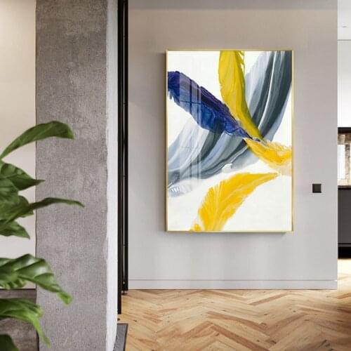Abstract Colourful Feather Silk Painting style Modern Decorative Picture Canvas Wall Art Poster for Room Home Hotel Office Decor