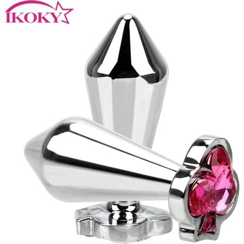 IKOKY Jewelry Metal Anal Plug Plum Flower Shape Butt Plug Prostate Massager Butt Stimulation Sex Toys For Woman Men Sex Products