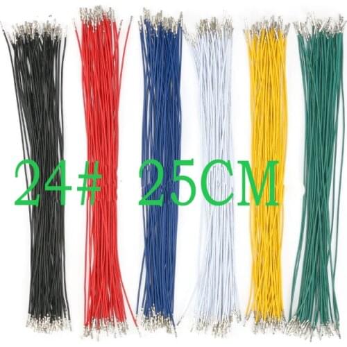Free shipping 20pc 24AWG Two side terminal DuPont Wire 25CM 24# cable with Crimp terminal color Option wire connector