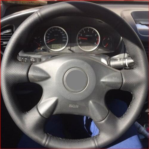 For Nissan Almera N16 Pathfinder Primera XTrail 2001-2006 Renault Samsung SM3 Black Artificial Leather Car Steering Wheel Cover