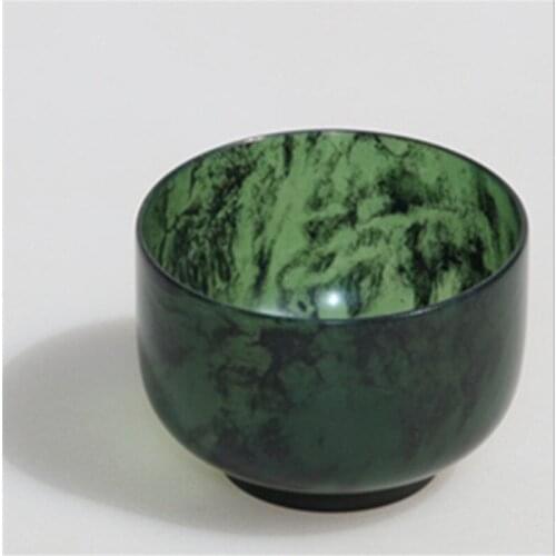 Qilian Mountain ink, jade, emerald, medium-sized flat bowl, fine jade, wine, wine, cup and tea set