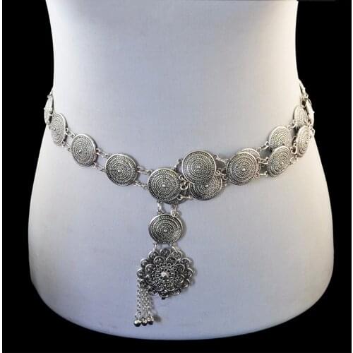 Gypsy Tribal Metal Belly Chains for Women Bohemian Geometric Body Chain Indian Dance Belt Hippie Wedding Party Body Jewelry