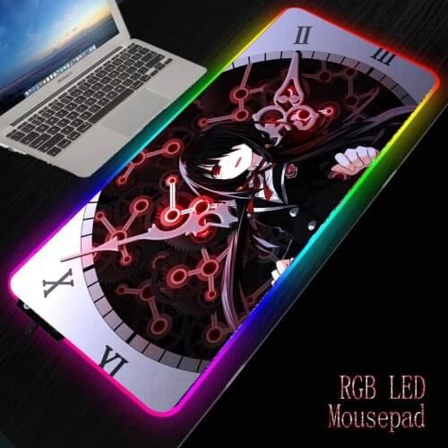 DATE A LIVE DIY RGB Anime Mousepad Waterproof Colorful LED Lighting Gaming Mouse Pad Desk Mat for PC Computer Laptop
