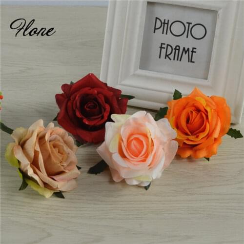Flone 7cm Artificial Flowers Silk Retro Rose Head For DIY Wedding Floral Arrangement Decoration Party Baby Shower Home Decor