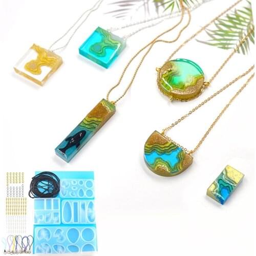 4Pcs Island Casting Epoxy Mold Kit DIY Making Jewelry Pendant Bracelet Mould DIY Hand Craft Resin Molds for Jewelry