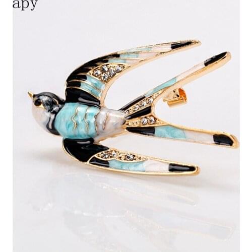 Classic Alloy Enamel Swallow Brooch Pins Metal Scarf Pins Christmas Gift Banquet Weddings Accessories