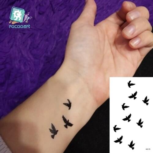 Classic Black Tatoo Rose Bird Smileface Fake Tattoo Tatuajes Hand Tatouage Body Waterproof Temporary Tattoo Sticker Small Taty