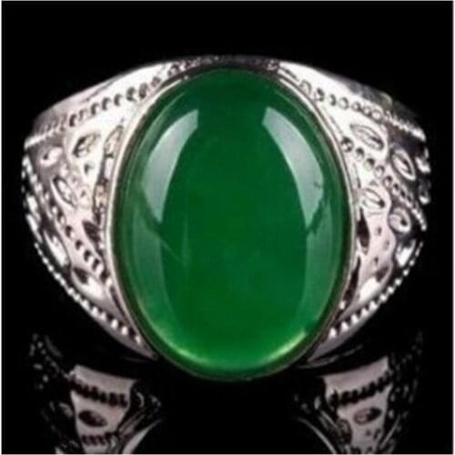 Beautiful tibet green mens ring
