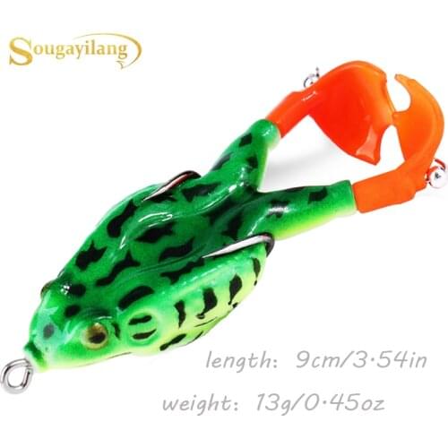 Sougayilang 1Pcs Soft Frog Fishing Bait 9cm Soft Silicone Fishing Frog Lure Double Propellers Frog Topwater Floating Frog Bait