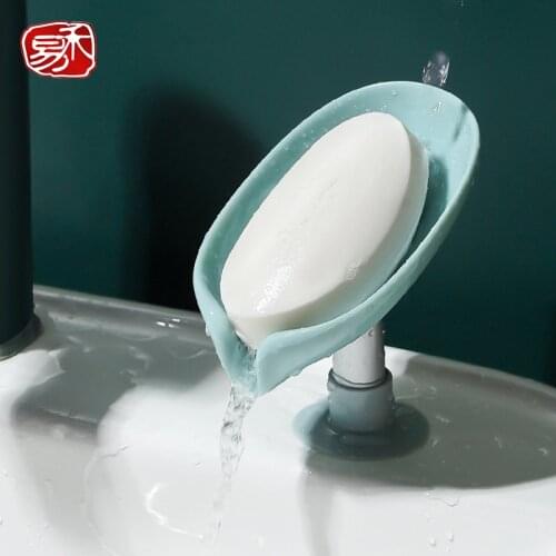 HEYI 2PCS Suction Cup Soap dish For bathroom Shower Portable Leaf Soap Holder Plastic Sponge Tray For Kitchen Bathroom CLX