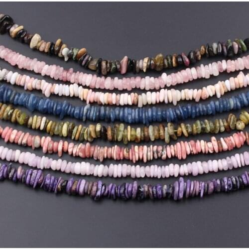 Natural Pink Quartz Blue Kyanite Stone Slab Heishi Beads Bracelet Jewelry,Freeform Slab Disc Stone Beads For DIY Jewelry Making