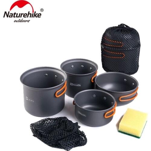 Naturhike -New Ultralight Outdoor Camping Cookware Utensils Four Combination Cookware Tableware For Picnic Bowl Pot Pan Set