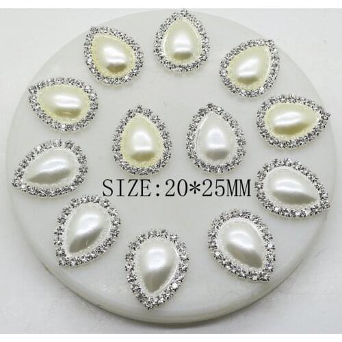New 10pcs/Lot 20*25mm First Water Two Color Water Drop Pearl Buttons Diy Wedding Decoration clothes Ribbon Accessories Wholesale