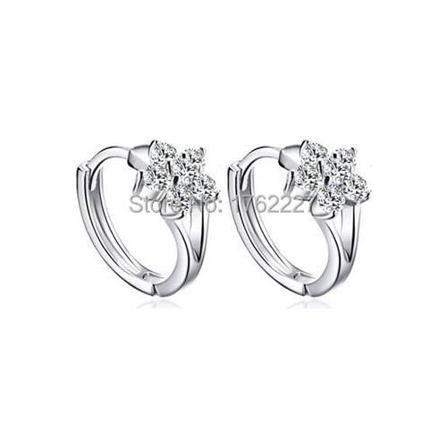 2015 Top New Arrival Fashion Jewelry CZ Diamond Crystal Hoop Dangle Buckle Snowflake Earrings Ear Studs Free Shipping