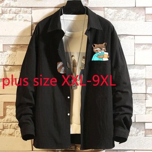 New Arrival Fashion Extra Large Men Long Sleeve Casual Shirts Single Breasted Spring And Autumn Plus Size 2XL-4XL5XL6XL7XL8XL9XL