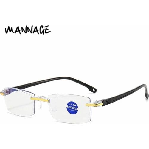 Anti-Blueray Reading Glasses Ultralight Rimless Glasses Men Women Fashion Prescription Glasses +100 to +400