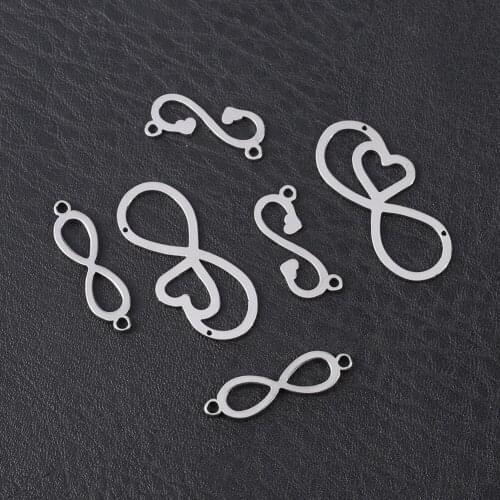 10Pcs Stainless Steel Heart Double Hole Charms Pendant For Connectors Necklace Bracelet DIY Jewelry Making Findings Accessories