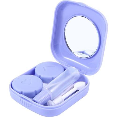 Popular Mini Square Contact Lens Case With Mirror Women Colored Contact Lenses Box Eyes Contact Lens Container Lovely Travel Kit