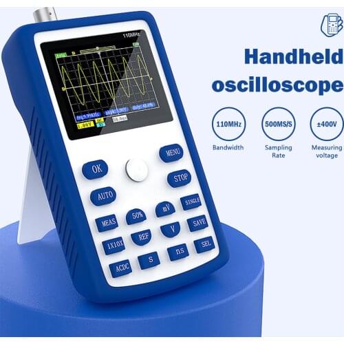 1C15/5012H Professional Digital Oscilloscope 2.4 inch 500MS/s Sampling 100MHz/110MHz IPS Handheld Oscilloscope rechargeable USB
